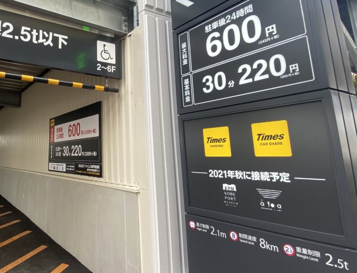 新港突堤に駐車場 タイムズ ができてる 24時間最大600円 今秋できる水族館 Atoa アトア と接続するみたい 神戸ジャーナル