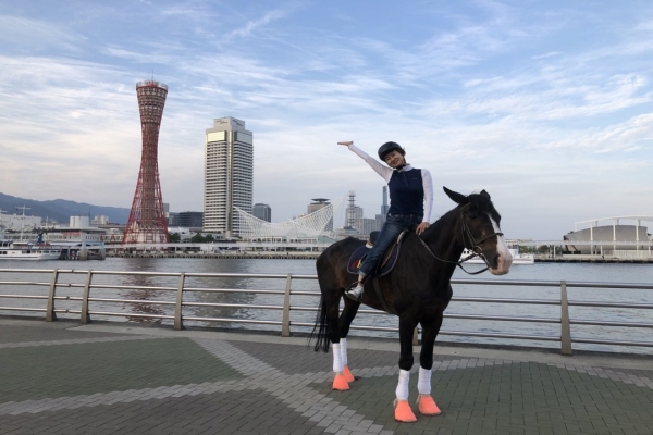 神戸ハーバーランドの高浜岸壁で 乗馬体験 7 15 7 22 神戸の景色をみながら馬に乗ってみよう 神戸ジャーナル