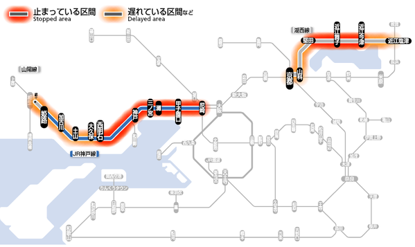 鉄道遅延情報 Jr神戸線 住吉駅 で人身事故 運転再開は23時 1月27日 火 21時51分ころ 住吉駅 で発生 神戸ジャーナル