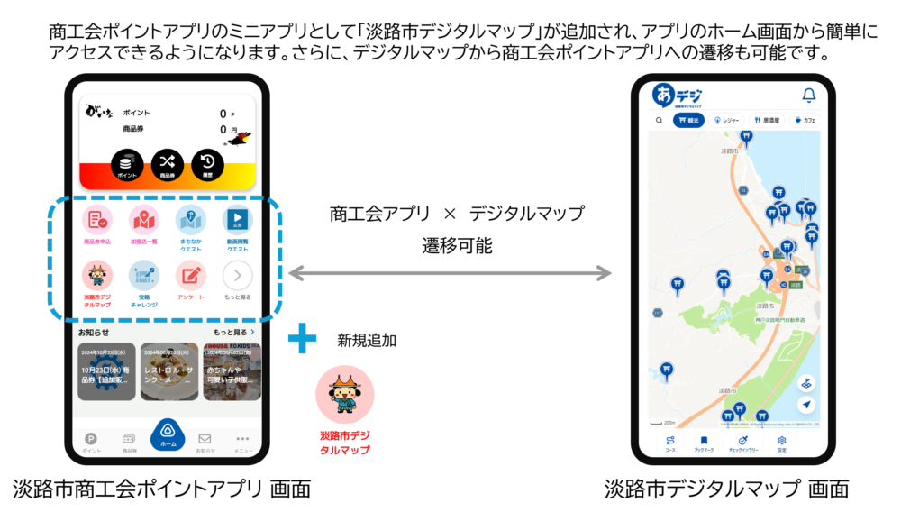 淡路市商工会 ポイントアプリ 淡路市デジタルマップ がいなポイント