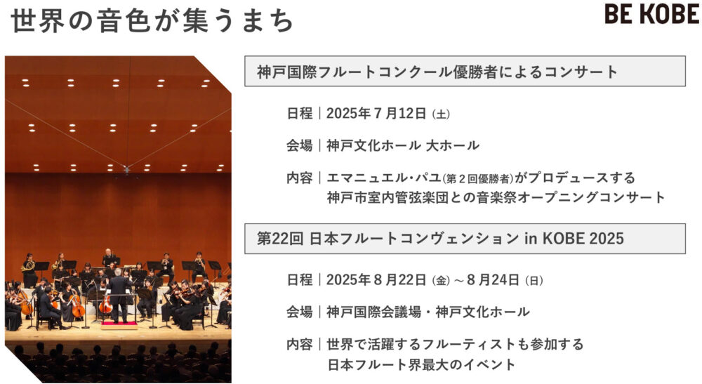 KOBE国際音楽祭2025 神戸市 神戸国際フルートコンクール 神戸文化ホール 神戸国際会議場 西神中央ホール アーティスト 音楽 ライブ コンサート