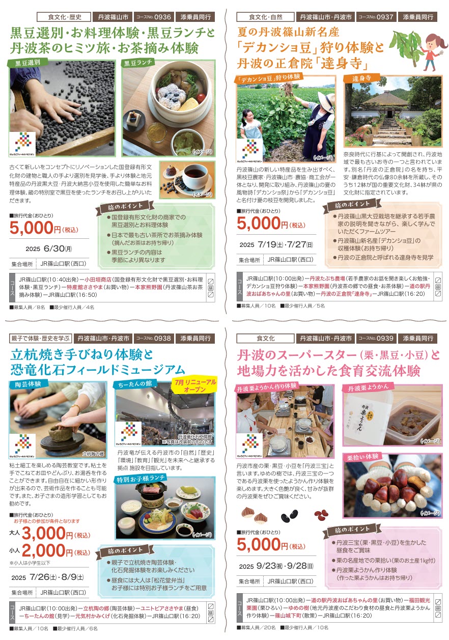 ぶらり丹波路 駅から周遊観光ツアー 丹波 観光 旅行 兵庫 体験 黒豆 茶摘み
