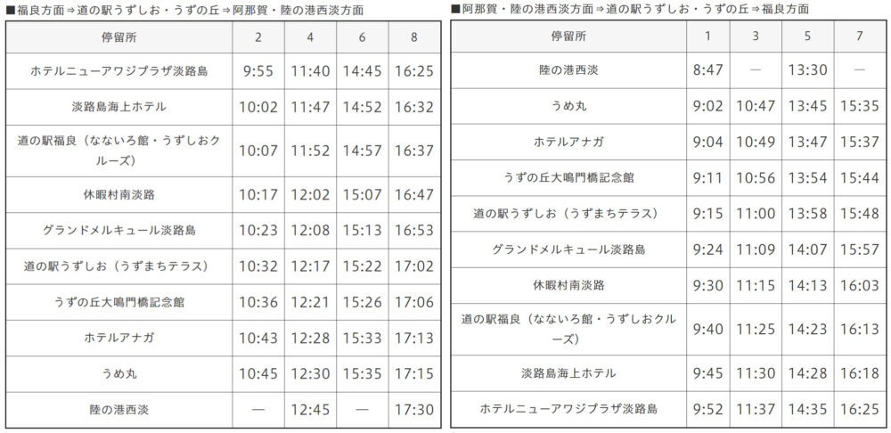 UZU LOOP Free Shuttle Bus うずループ シャトルバス 淡路島 南部 うずしおクルーズ 道の駅うずしお うずの丘大鳴門橋記念館 兵庫