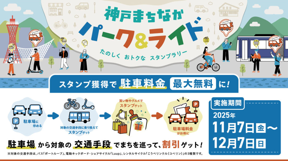 Be Kobe Fun+ スタンプラリー 神戸 三宮 元町 実証実験 バス ポートループ