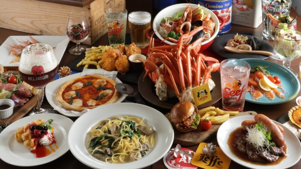 三宮 ベルギー ビール ラピュタ・ザ・フランダーステイル三宮 神戸国際会館前店 カニ 本ズワイガニ 食べ放題 飲み放題 ビュッフェ