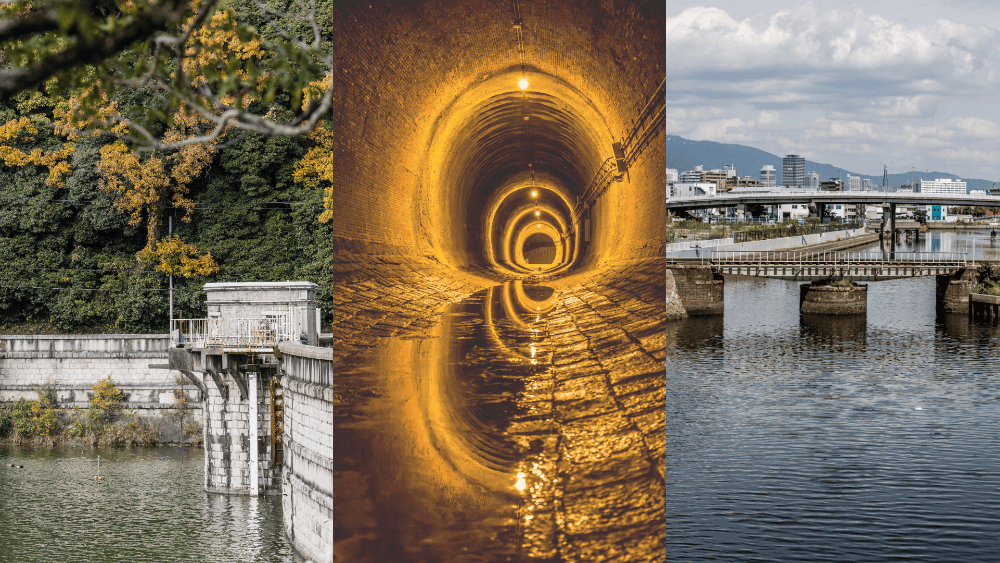 神戸 土木遺産 湊川隧道 立ヶ畑堰堤 烏原貯水池 兵庫運河 見学 写真展