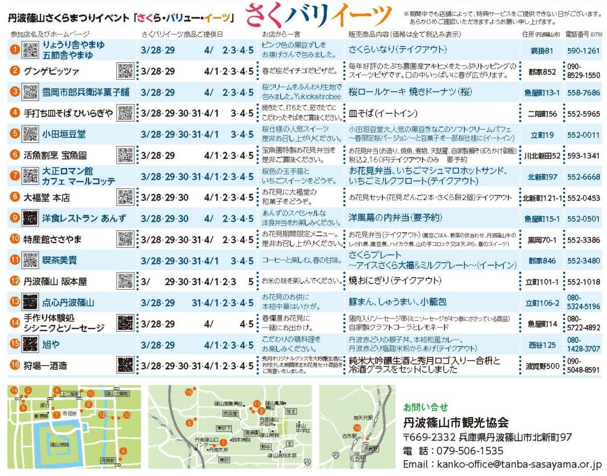 丹波篠山市 さくらまつり 桜 花見 春の味まつり 篠山城跡