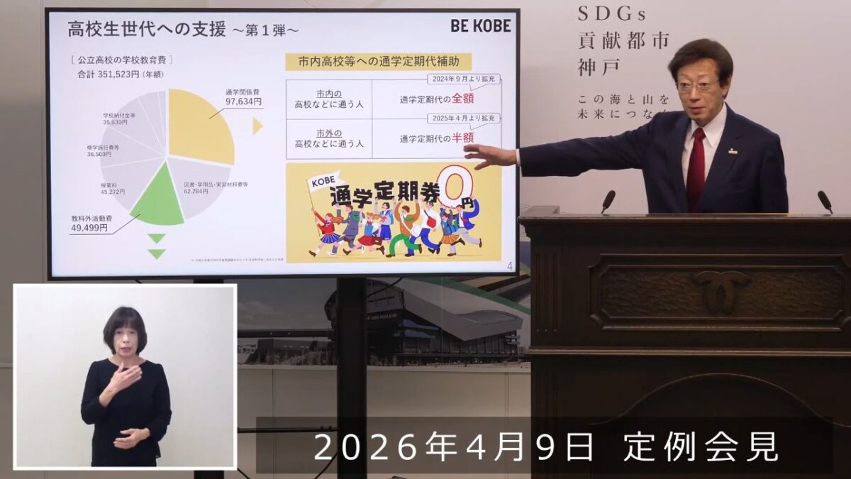 神戸市 高校生 支援 拡充 無料化 無償化