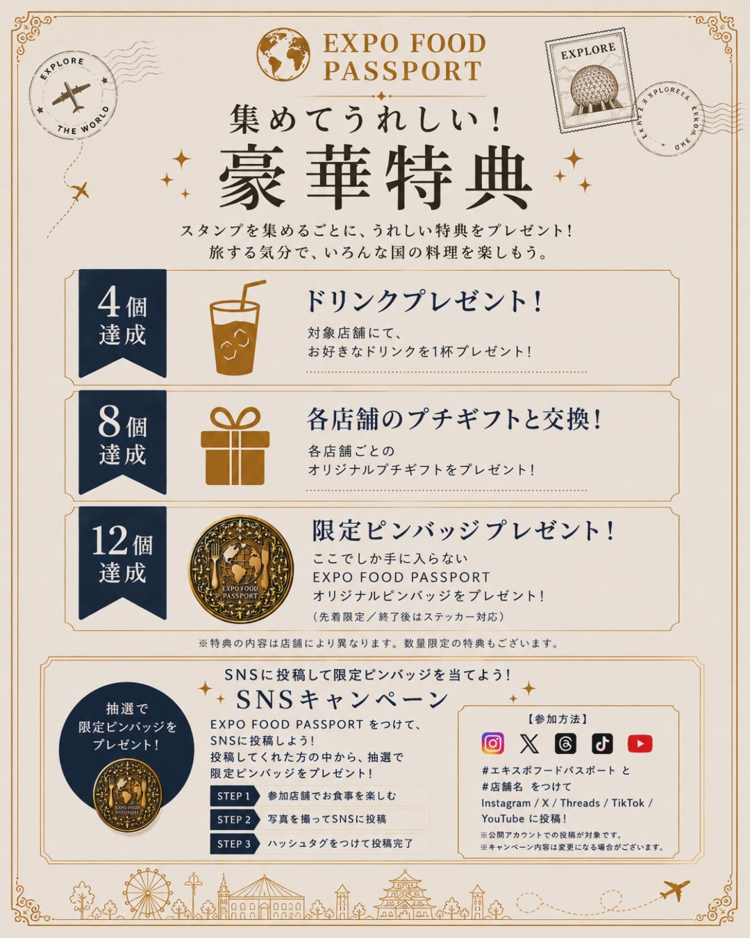 EXPO FOOD PASSPORT スタンプラリー 万博 大阪 パビリオン 