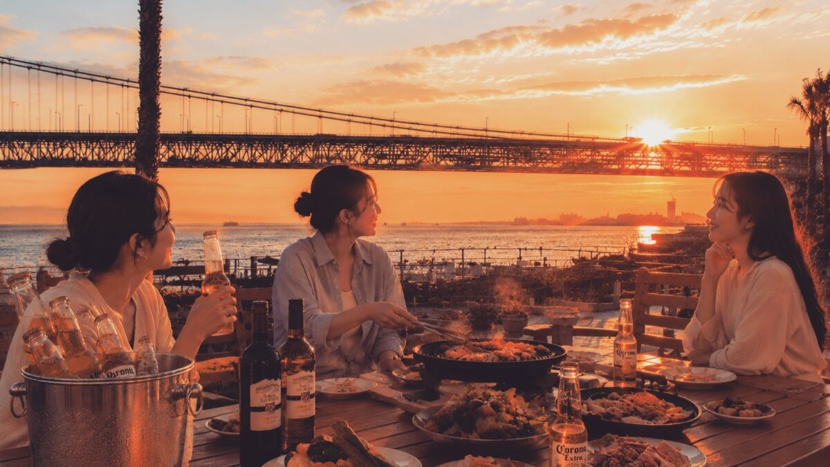 ホテルセトレ神戸・舞子 バーベキュー BBQ 明石海峡大橋 夕陽 夕日