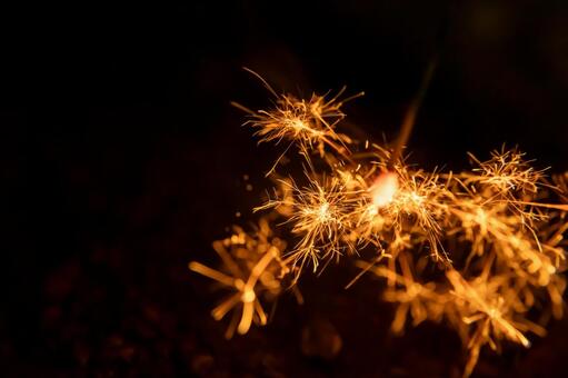 夜に輝く手持ち花火