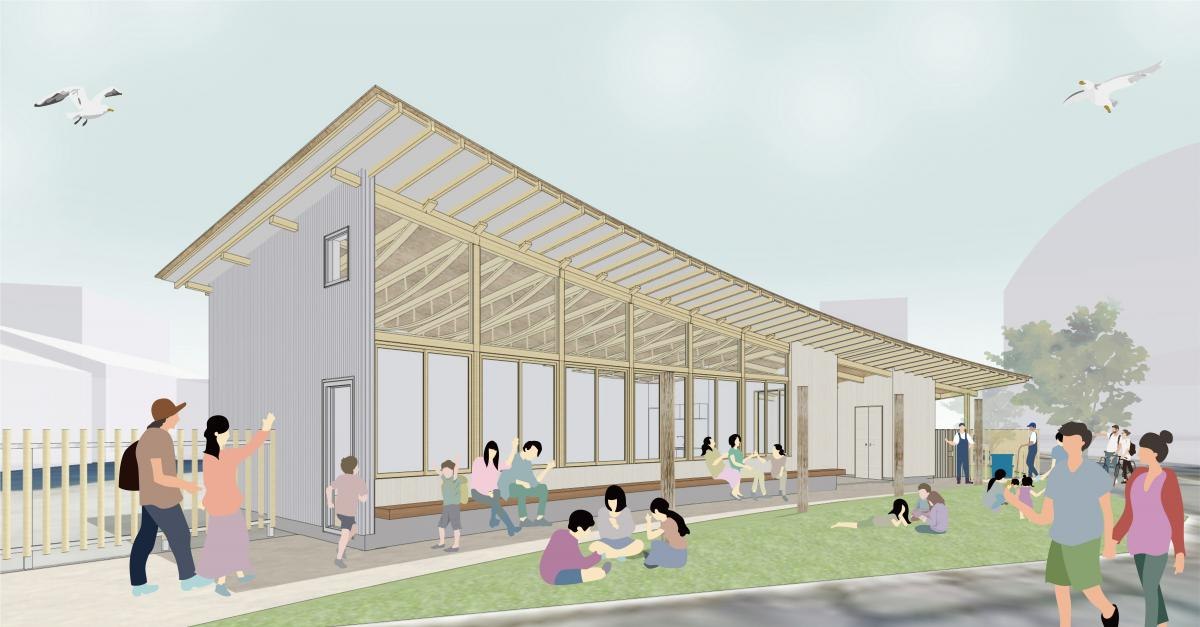 兵庫運河環境学習施設の外観完成予定パース