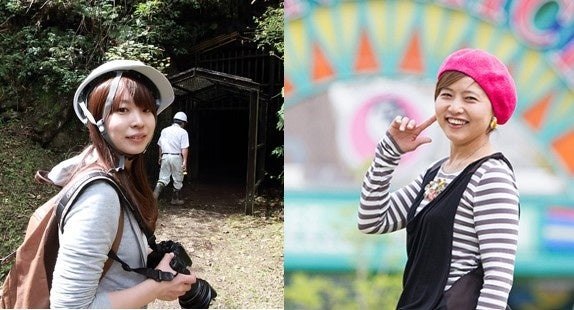 ツアーを案内する前畑温子さんと西島陽子さん