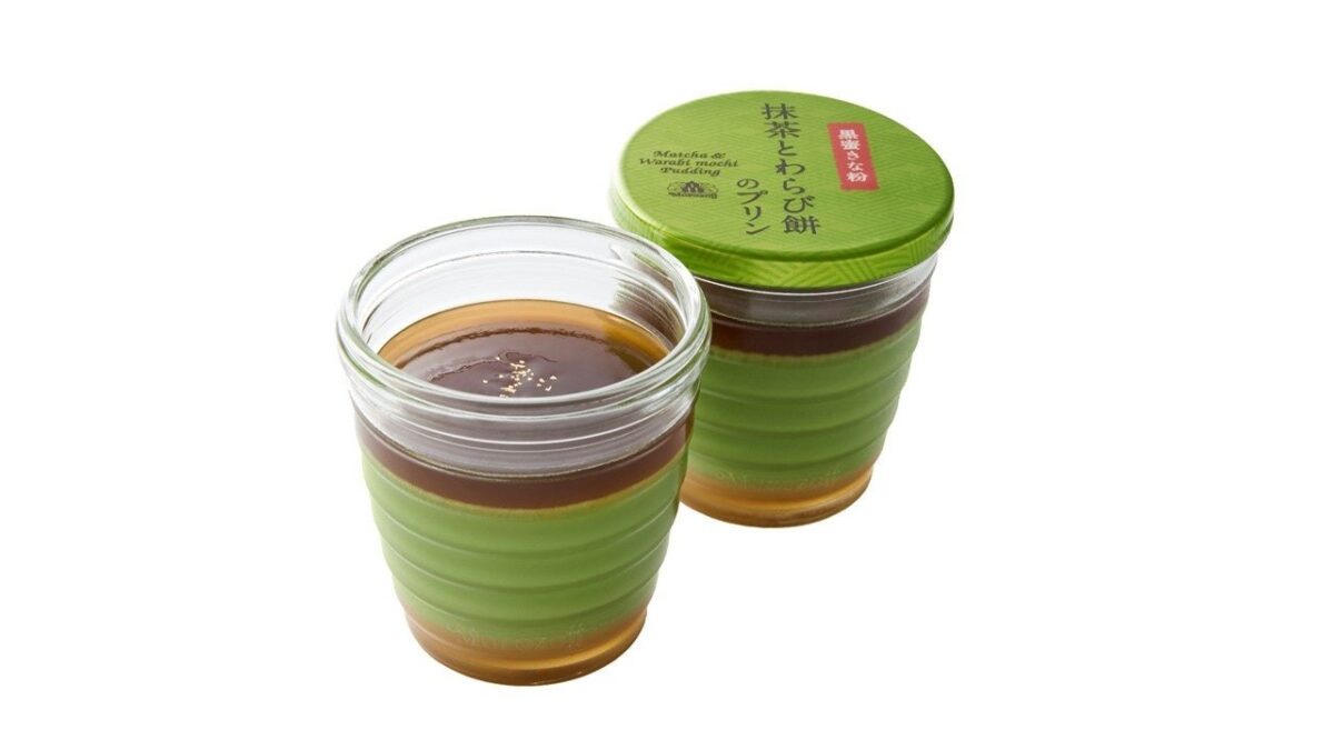 抹茶とわらび餅のプリン(黒蜜きな粉)の商品パッケージ
