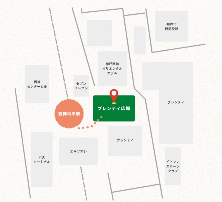 西神中央駅からプレンティ広場までの会場案内図