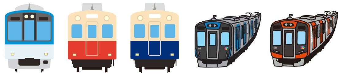 スタンプと刺繍の両方に用意された阪神電車デザイン5種