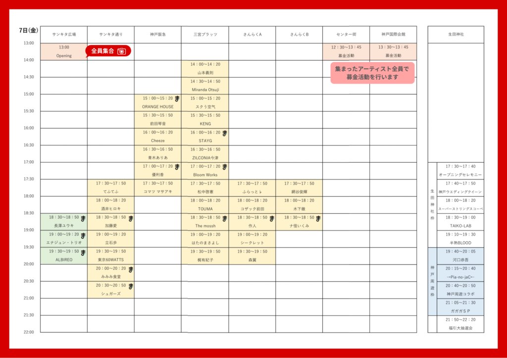 8月7日のタイムテーブル