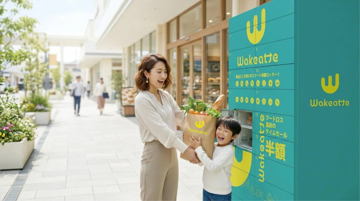 Wakeatteの冷蔵ロッカーで商品を受け取るイメージ