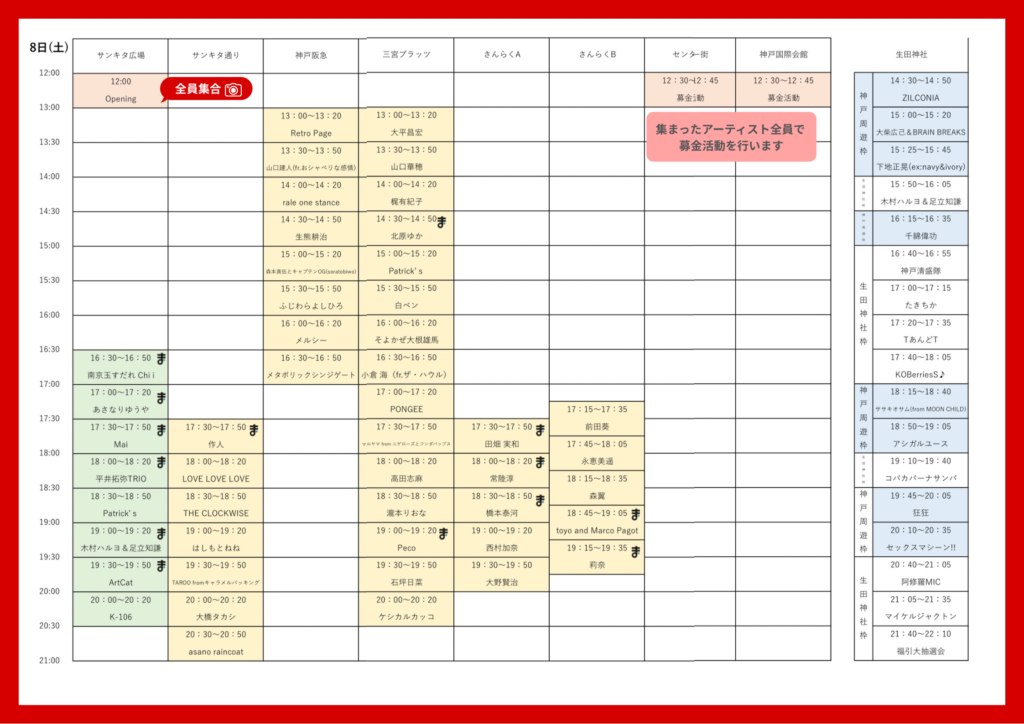 8月8日のタイムテーブル