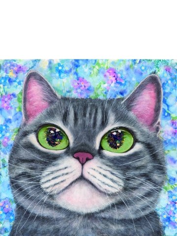 緑色の目をした猫を描いた原画 おいちゃん2026