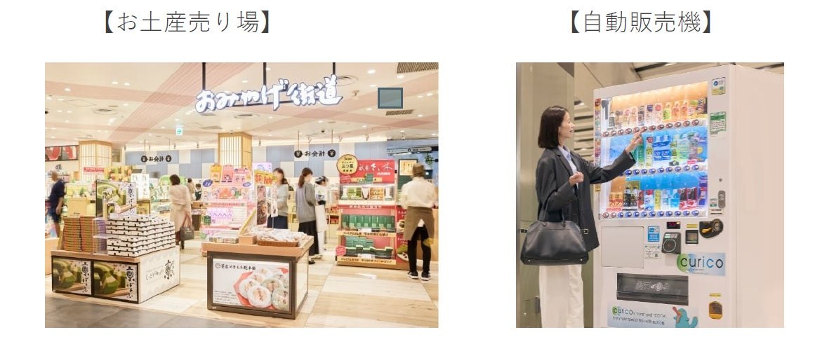 販売場所のお土産売り場と駅ナカ自動販売機curicoのイメージ