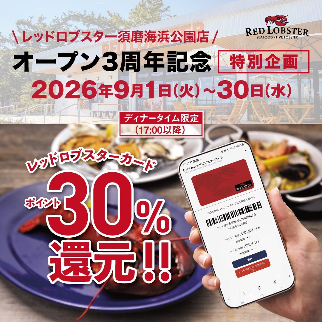 モバイルレッドロブスターカードのポイント30％還元キャンペーンの告知ビジュアル