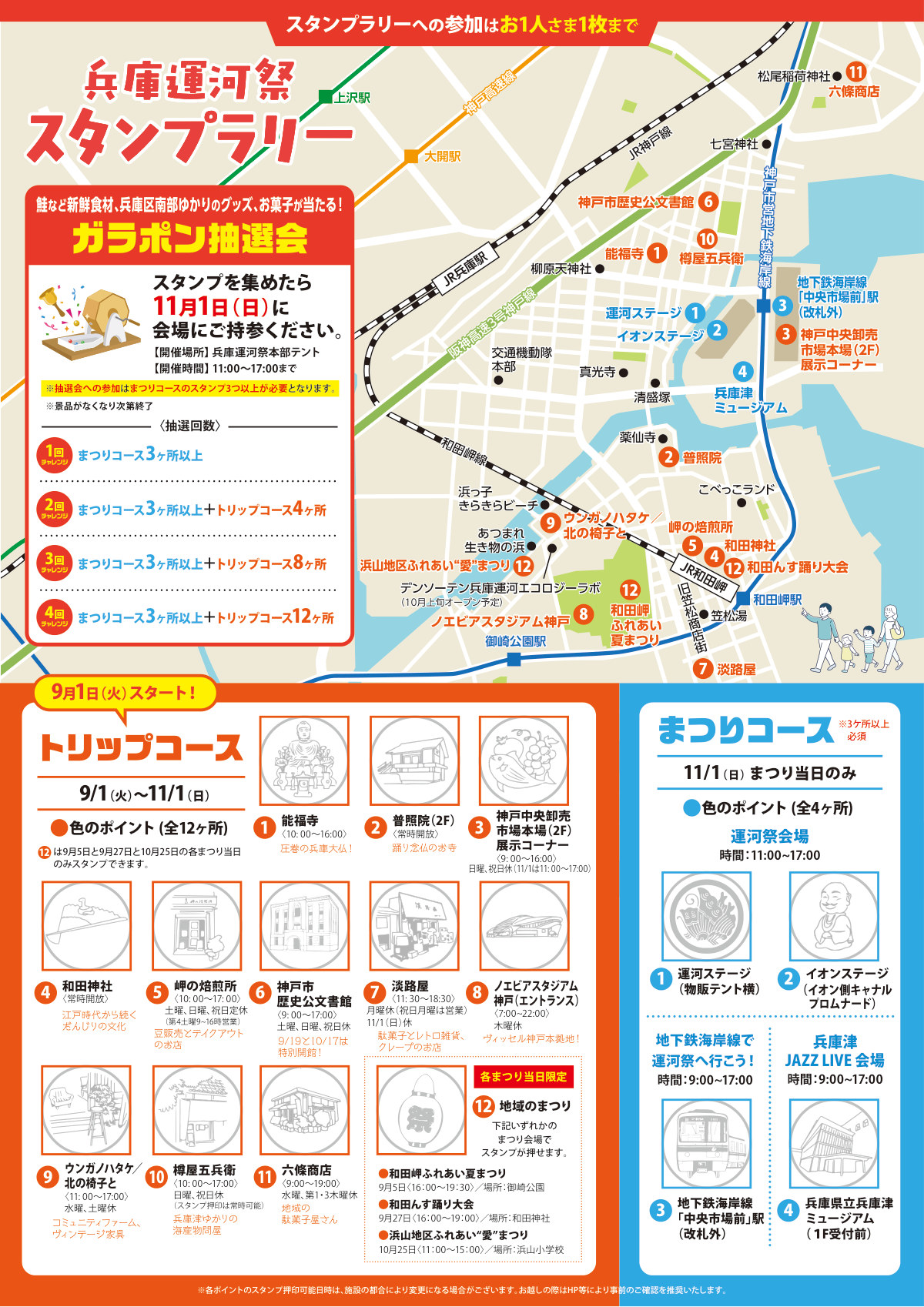 兵庫運河祭スタンプラリーのマップ