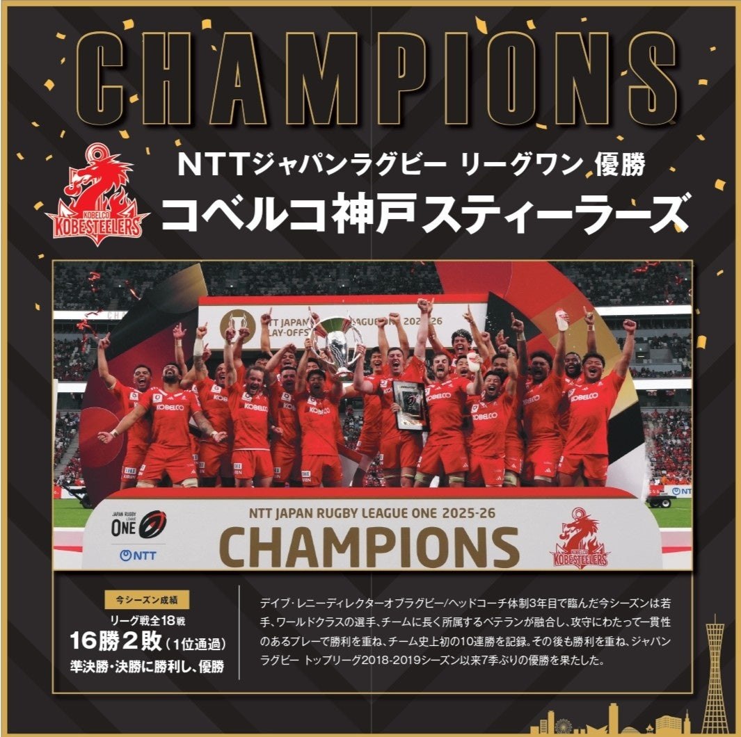 コベルコ神戸スティーラーズの優勝を伝えるカード