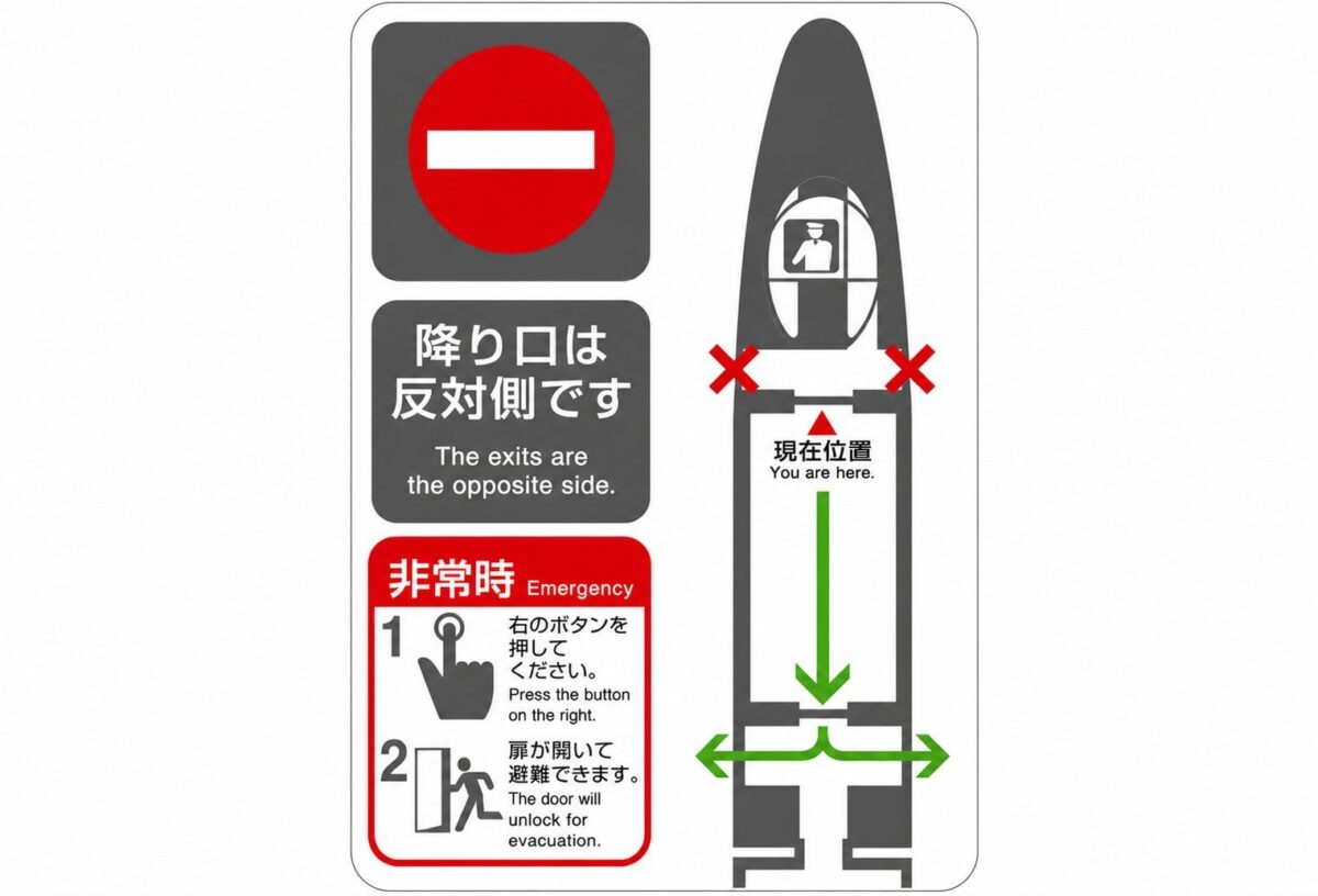 500系新幹線引退記念 A5ステッカー（500系先頭車車両乗降口誘導標記）