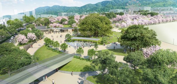 芝生を中心とした王子公園「緑の広場」の完成イメージ
