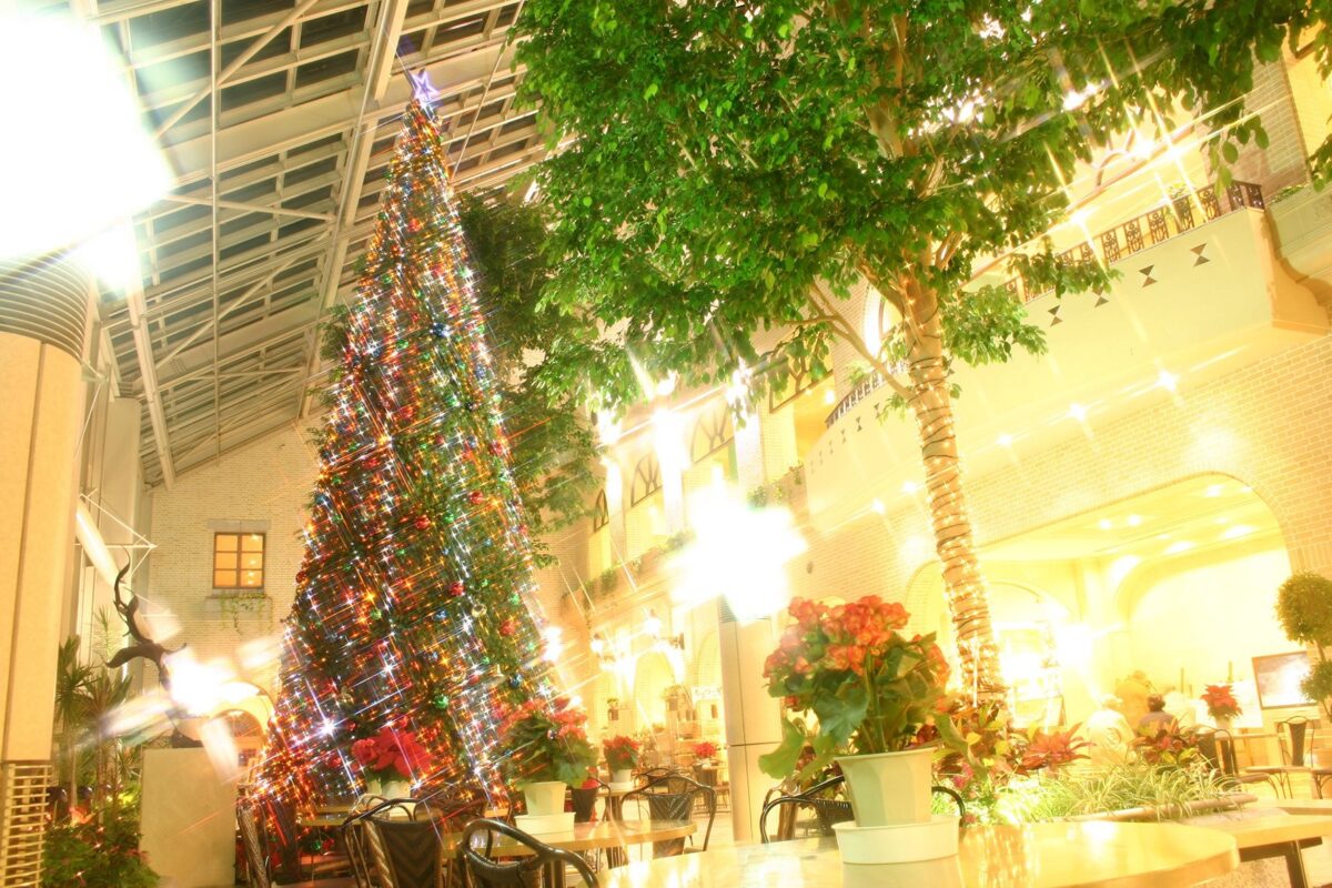 淡路ハイウェイオアシスのオアシス館に飾られたクリスマスツリー