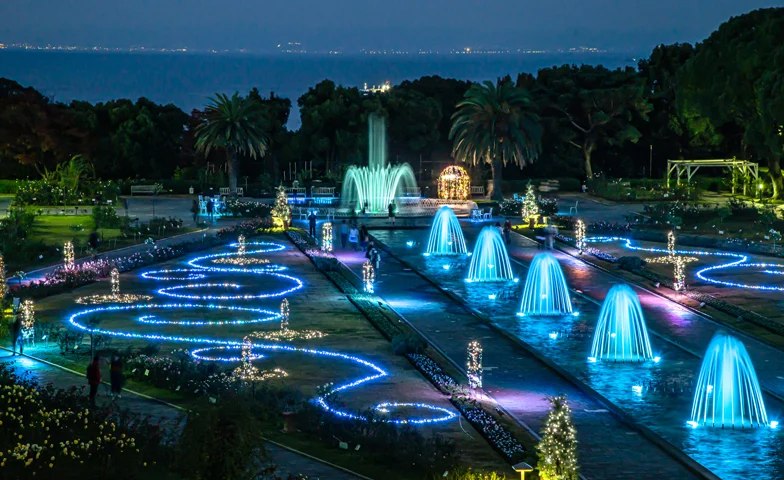 須磨離宮公園の噴水広場のイルミネーション