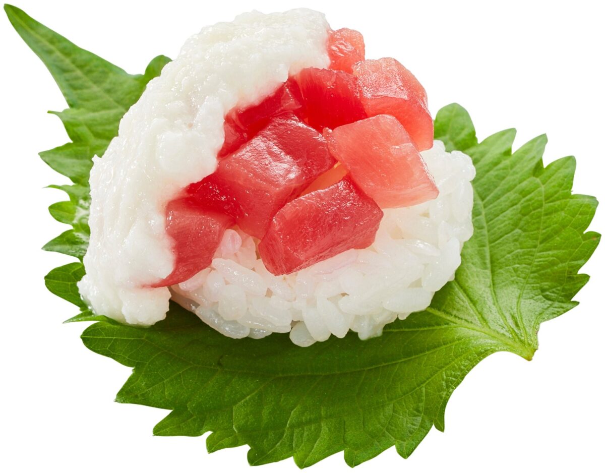 まぐろぶつ山かけ 大葉包み