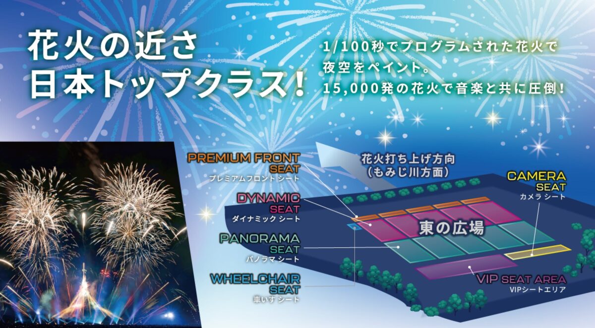東の広場の観覧エリアと席種の配置図