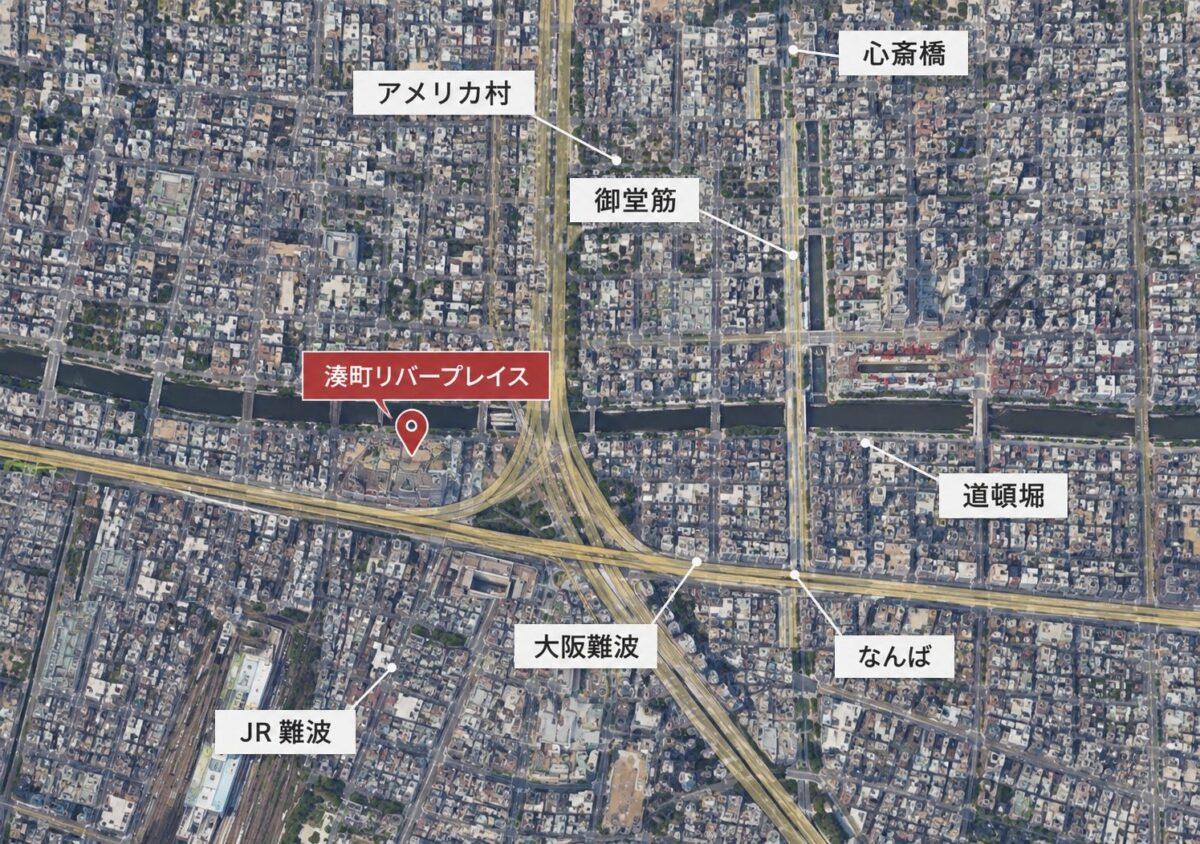 湊町リバープレイス周辺の地図