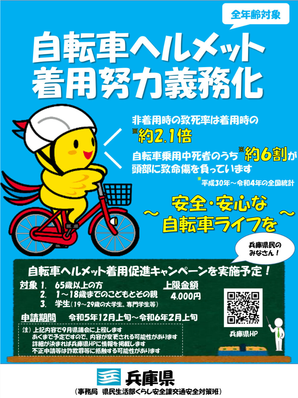 自転車 ヘルメット 助成 給付 購入 兵庫県